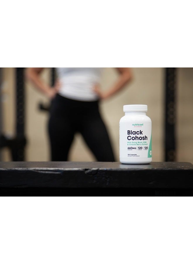 Nutricost بلاك كوهوش للنساء 660 ملغ، 120 كبسولة - مع دونغ كواي، DIM، وتوت الشجرة المقدسة، كبسولات نباتية، غير معدلة وراثيًا، خالية من الغلوتين - Image 3
