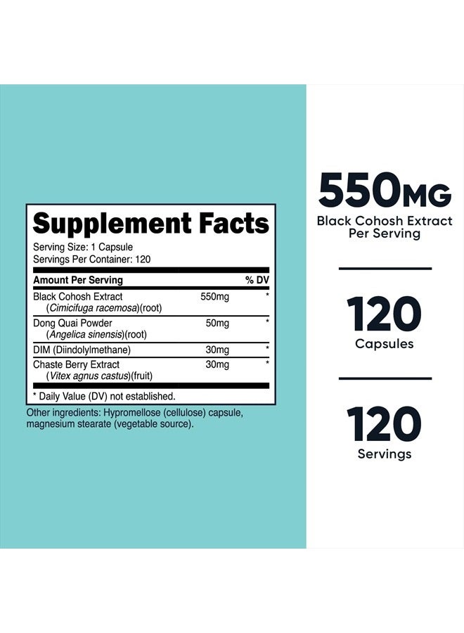Nutricost بلاك كوهوش للنساء 660 ملغ، 120 كبسولة - مع دونغ كواي، DIM، وتوت الشجرة المقدسة، كبسولات نباتية، غير معدلة وراثيًا، خالية من الغلوتين - Image 2