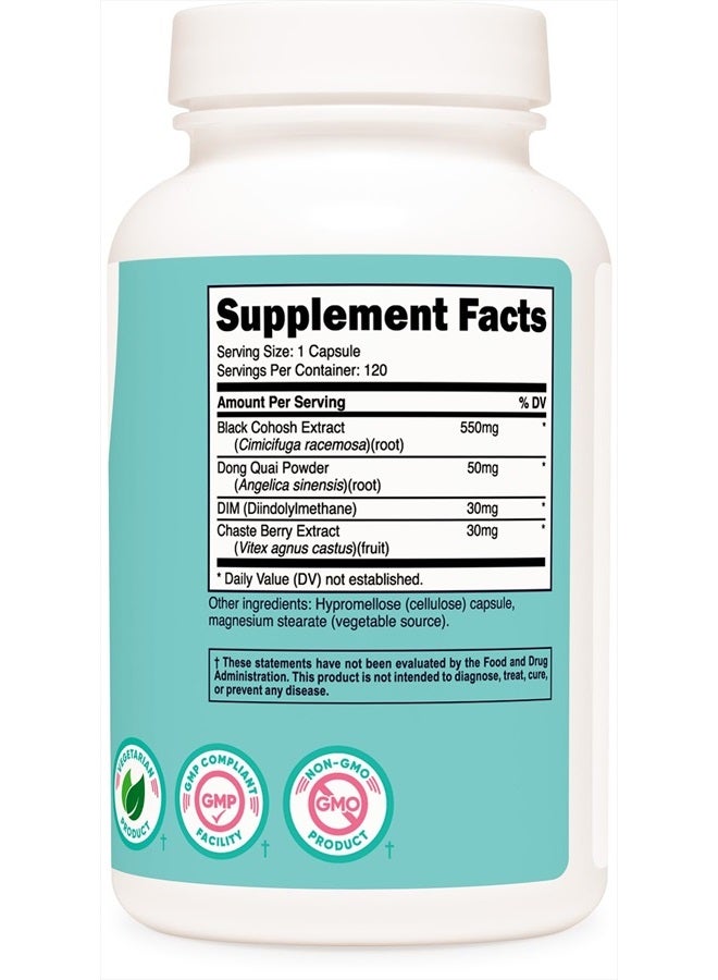 Nutricost بلاك كوهوش للنساء 660 ملغ، 120 كبسولة - مع دونغ كواي، DIM، وتوت الشجرة المقدسة، كبسولات نباتية، غير معدلة وراثيًا، خالية من الغلوتين - Image 5