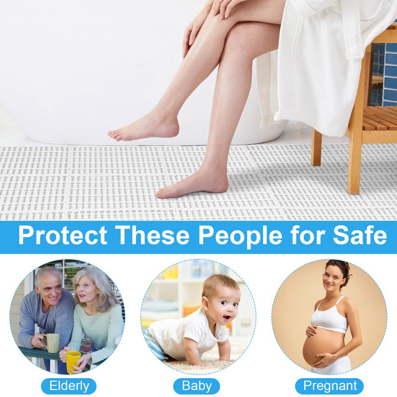 Tinideya 30 Pcs Interlocking Drainage Tiles 12" x 12" Anti-Slip Shower Floor Mat TPE Garage Floor Tile with Drain Holes Vented Deck Tiles for Bathroom,Garage,Kitchen,Swimming Pool,Pet Areas(White) - Image 4