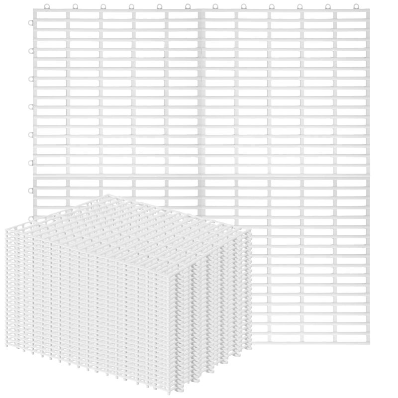 Tinideya 30 Pcs Interlocking Drainage Tiles 12" x 12" Anti-Slip Shower Floor Mat TPE Garage Floor Tile with Drain Holes Vented Deck Tiles for Bathroom,Garage,Kitchen,Swimming Pool,Pet Areas(White) - Image 1