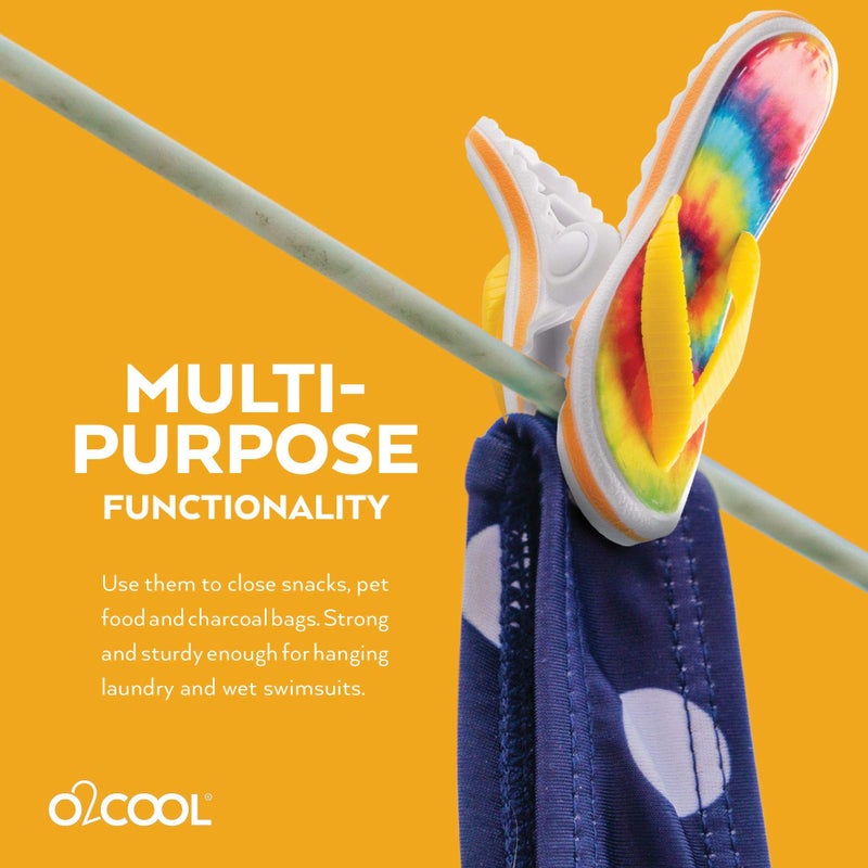 O2COOL Bocaclips - Beach Towel Clips for Beach Chairs, Patio and Pool Accessories - (Tie Dye Flip Flop) 2 Count - Image 5