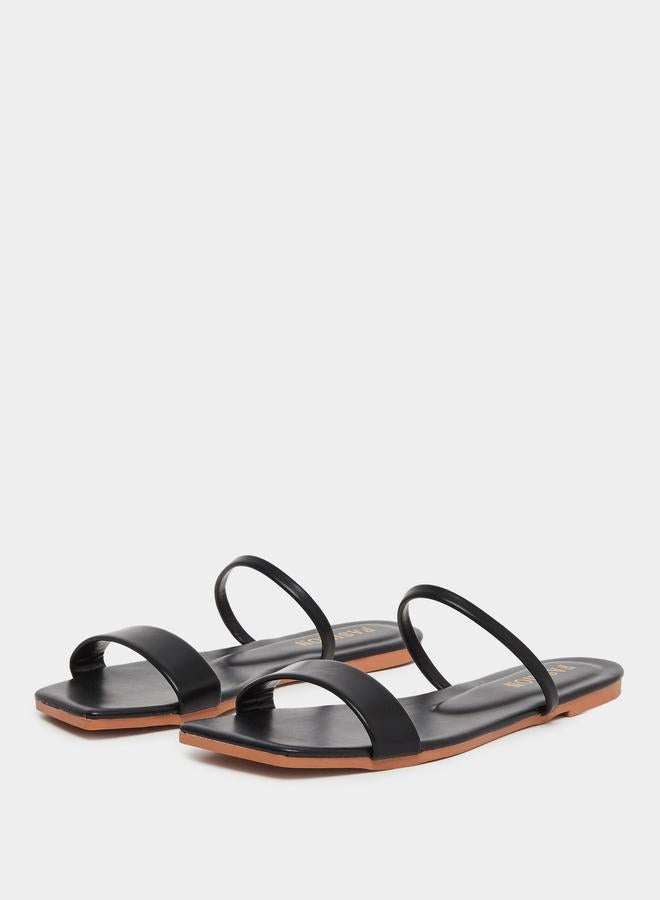 Styli Women Black Flat Sandals - Image 2