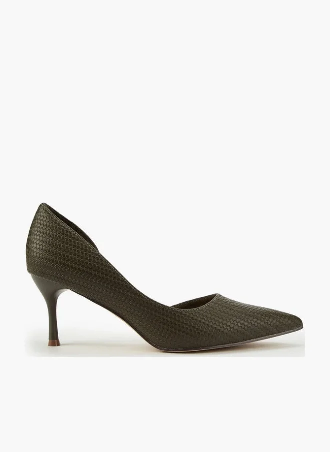 Textured D'Orsay Shoes with Stiletto Heels