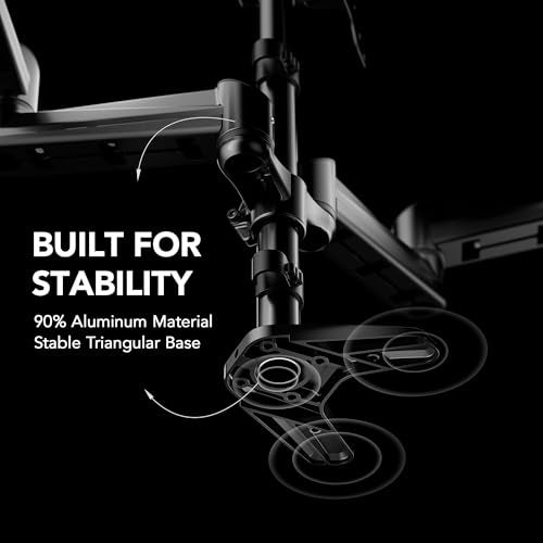 HUANUO Triple Monitor Mount for 17 to 32 inch Screens, Gas Spring Adjustment Triple Monitor Stand with Swivel, Tilt, Rotation, Clamp & Grommet Kit - Image 4