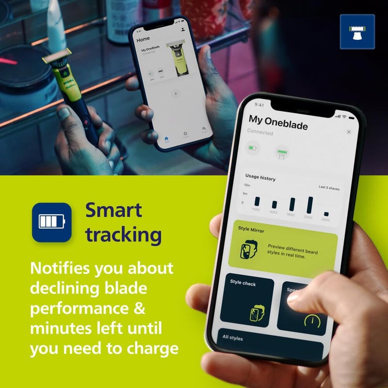 Norelco Philips Norelco OneBlade 360 with Connectivity Hybrid Face + Body, Electric Beard Trimmer, Shaver and Body Groomer with 360 Blade Tech, 2x360 Blade, 5-in-1 Comb, Body Kit, Travel Case, Model QP4631/90 - Image 5