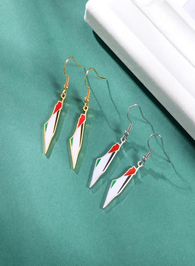 EUEAVAN Palestine Dangle Drop Earrings for Women Palestine Map Country Flag Print Earrings Bring Them Home Now Patriotic Jewelry Judaica Gift (gold) - Image 5