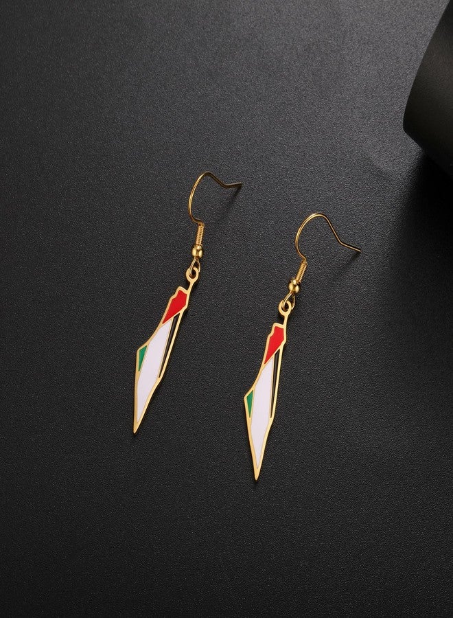 EUEAVAN Palestine Dangle Drop Earrings for Women Palestine Map Country Flag Print Earrings Bring Them Home Now Patriotic Jewelry Judaica Gift (gold) - Image 4