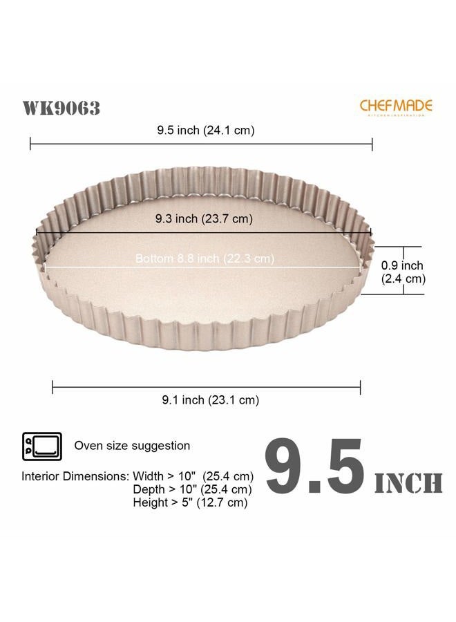 chefmade (2.5cm - 24cm Round) - Non-stick Breakware 24cm Tart Pan with Removable Loose Bottom, Heavy-duty Carbon Steel FDA Approved, Oven Roasting Baking Pie Tray(Champagne Gold) - Image 3