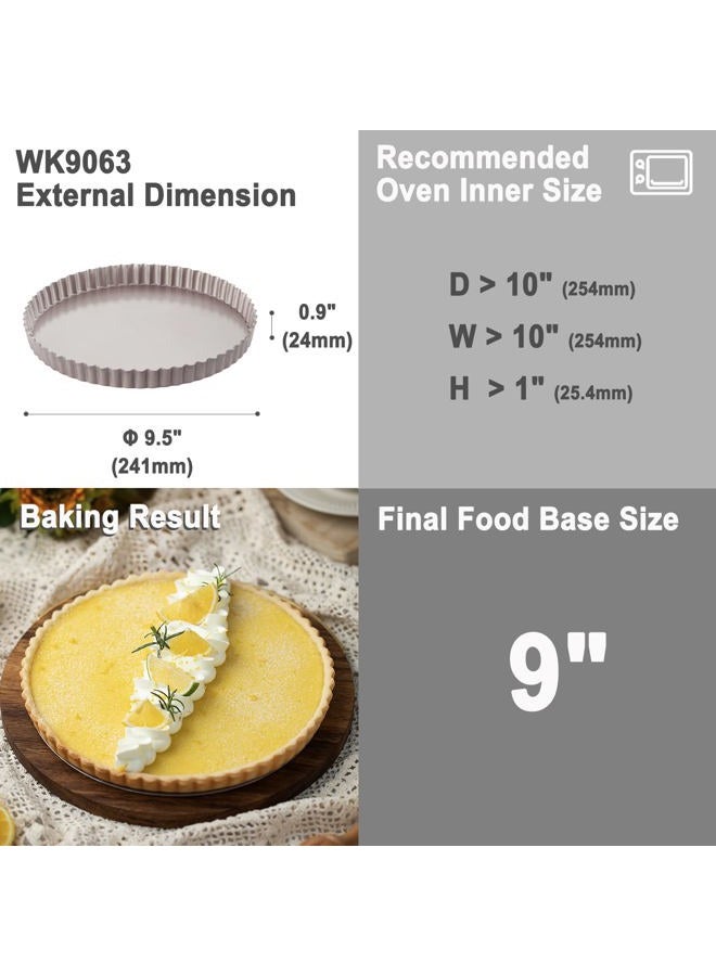 chefmade (2.5cm - 24cm Round) - Non-stick Breakware 24cm Tart Pan with Removable Loose Bottom, Heavy-duty Carbon Steel FDA Approved, Oven Roasting Baking Pie Tray(Champagne Gold) - Image 2