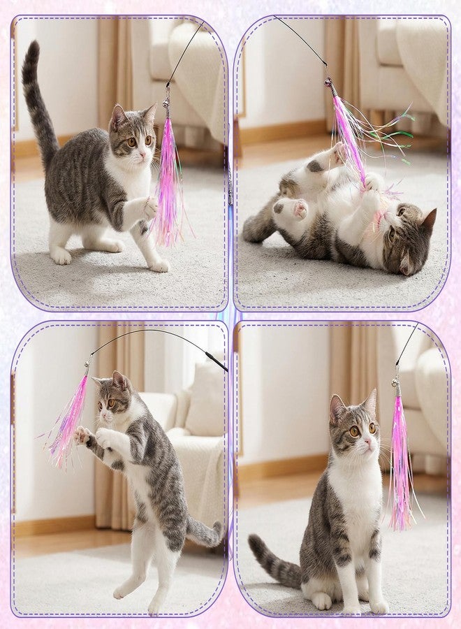 salbsever Cat Wand Toys, Colorful Cat Toys with Bells 31.5" Cats Teaser Wand and 4 Tassles for Indoor Cats Keeping Fit - Image 4