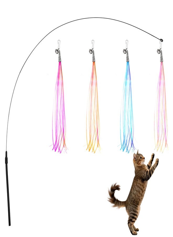 salbsever Cat Wand Toys, Colorful Cat Toys with Bells 31.5" Cats Teaser Wand and 4 Tassles for Indoor Cats Keeping Fit - Image 1