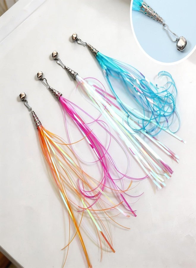 salbsever Cat Wand Toys, Colorful Cat Toys with Bells 31.5" Cats Teaser Wand and 4 Tassles for Indoor Cats Keeping Fit - Image 3