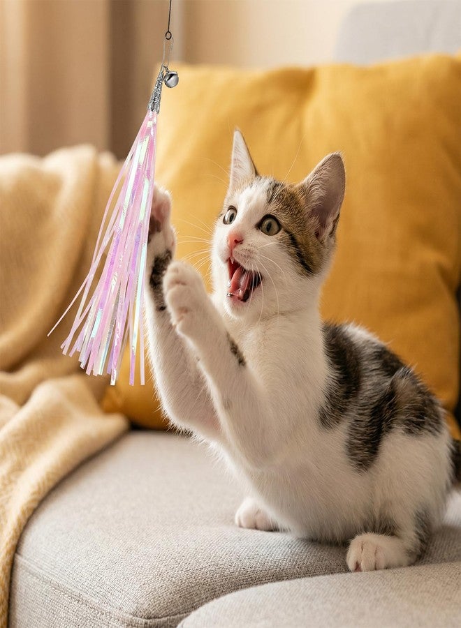 salbsever Cat Wand Toys, Colorful Cat Toys with Bells 31.5" Cats Teaser Wand and 4 Tassles for Indoor Cats Keeping Fit - Image 5