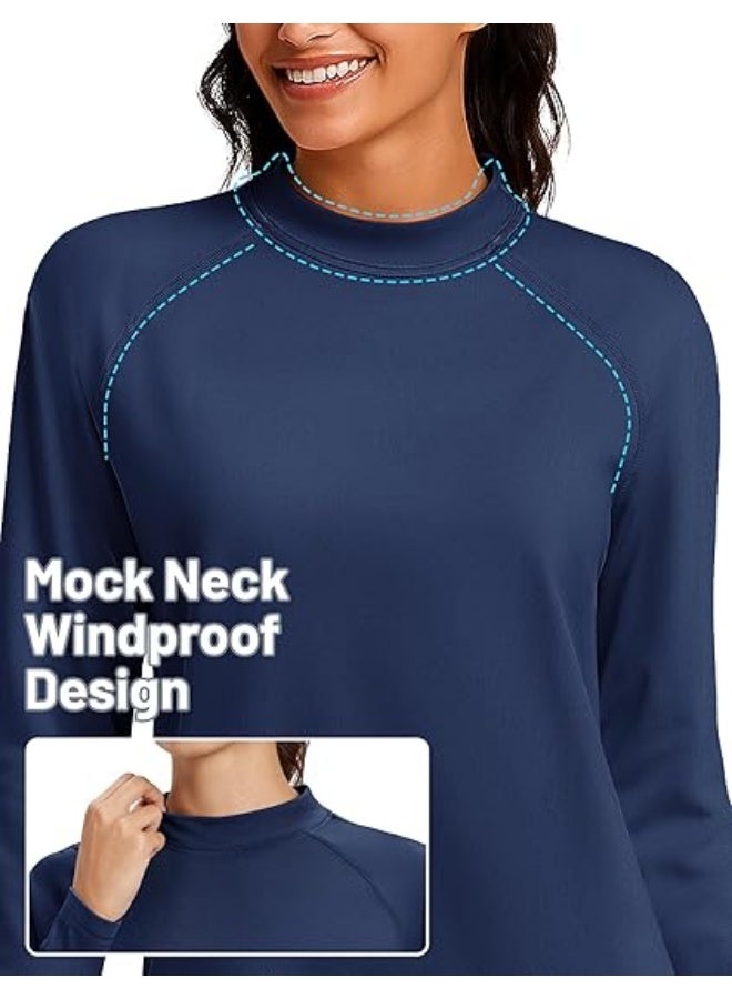 Women's Thermal Shirts Mock Turtle Neck Long Sleeve Undershirt Fleece Warm Athletic Tops Winter Base Layer - Image 3