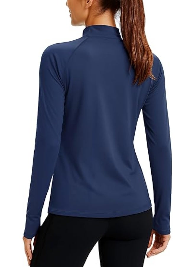 Women's Thermal Shirts Mock Turtle Neck Long Sleeve Undershirt Fleece Warm Athletic Tops Winter Base Layer - Image 4