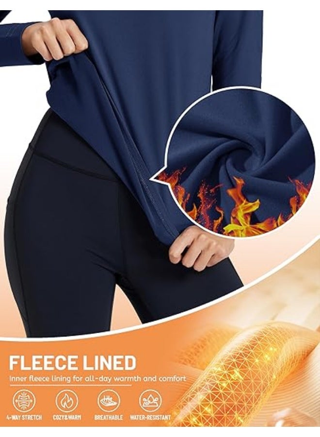 Women's Thermal Shirts Mock Turtle Neck Long Sleeve Undershirt Fleece Warm Athletic Tops Winter Base Layer - Image 2