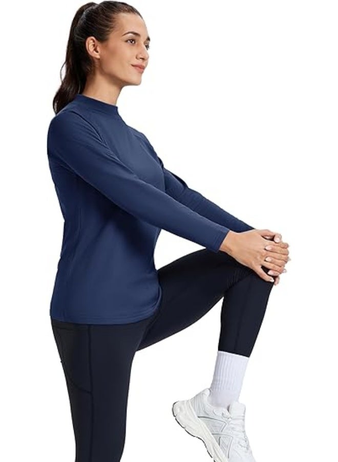 Women's Thermal Shirts Mock Turtle Neck Long Sleeve Undershirt Fleece Warm Athletic Tops Winter Base Layer - Image 5