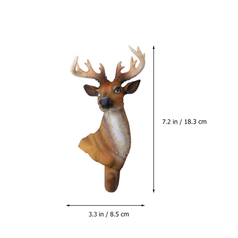 Deer Head Coat Hook Single Wall Mount Rustic Vintage Style Entryway Storage - Image 3