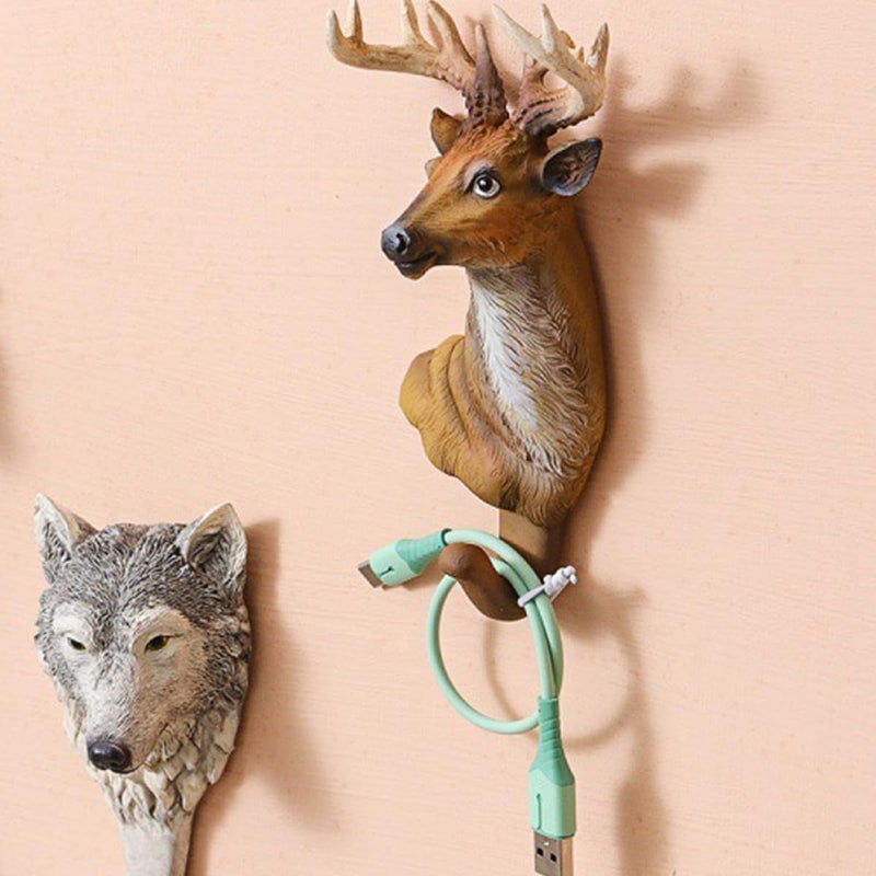 Deer Head Coat Hook Single Wall Mount Rustic Vintage Style Entryway Storage - Image 5