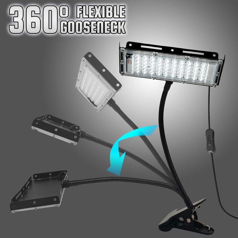 مصباح مشبك محمول بـ 50 لمبة LED مع طاقة USB 5 فولت، إضاءة بيضاء 6000 كلفن، وسلك طاقة بطول 59.06 بوصة مع مفتاح، عبوة من قطعة واحدة - Image 2