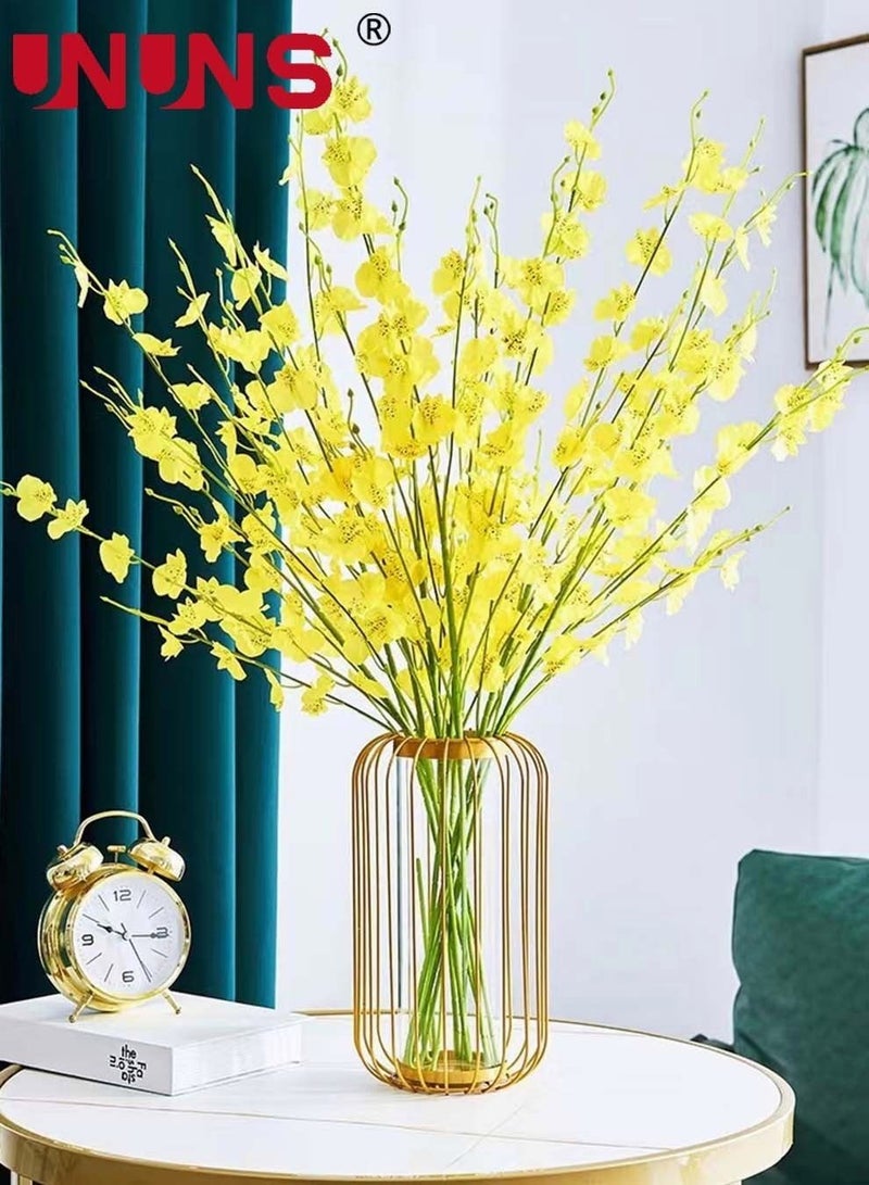 UNUNS Gold Table Vase,Metal Frame Geometric Vase Test Tube Clear Glass Vase Hydroponic Plants,Bud Vase For Home Desktop Decor,Lantern Vasefor Decor - Image 1