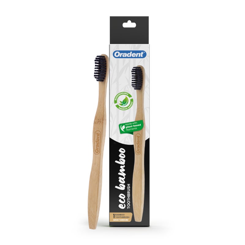 Oradent Eco Adult Bamboo Toothbrush Medium Black 1s