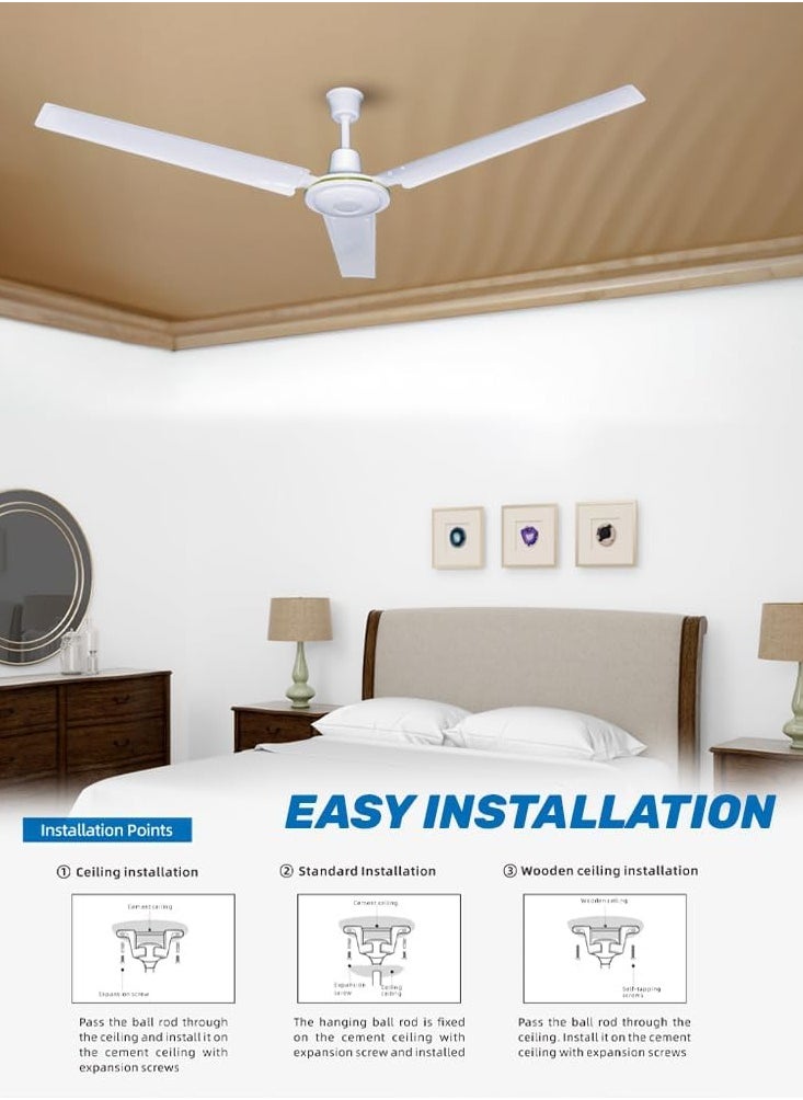 MODI Indoor Ceiling Fan - 52 Inch | Three-Blade Indoor Ceiling Fan Brushed Nickel with Brushed Nickel Steel Blades, Silver  - Image 4