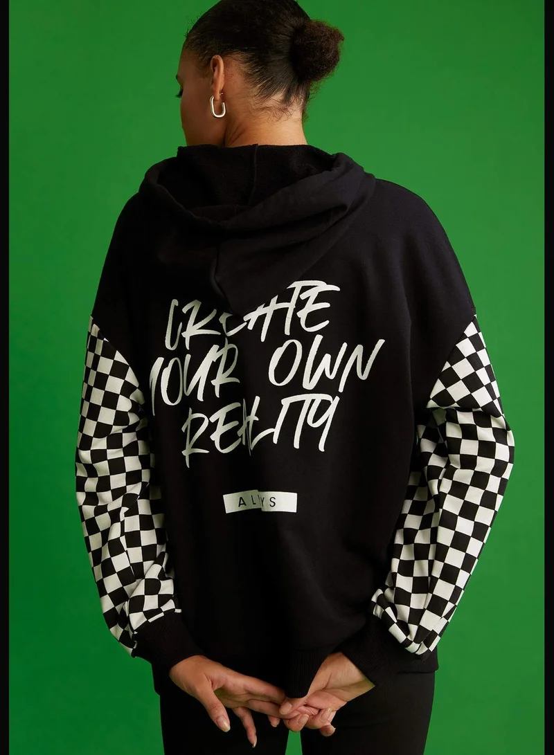 DeFacto Oversize Fit Long Sleeve Slogan Print Sweatshirt