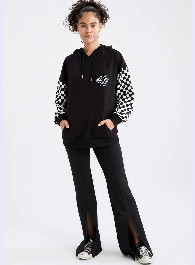 DeFacto Oversize Fit Long Sleeve Slogan Print Sweatshirt