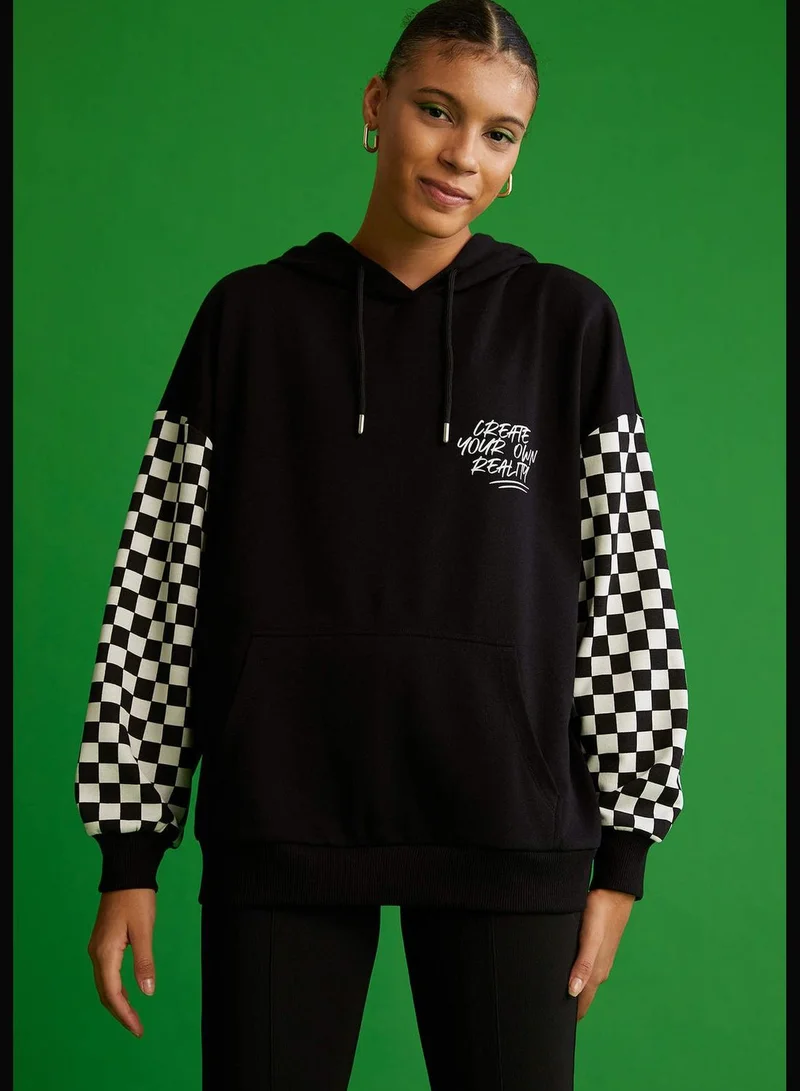 DeFacto Oversize Fit Long Sleeve Slogan Print Sweatshirt