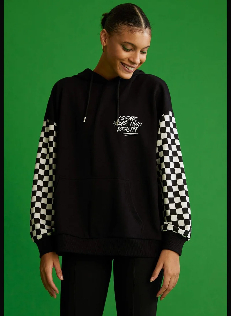DeFacto Oversize Fit Long Sleeve Slogan Print Sweatshirt