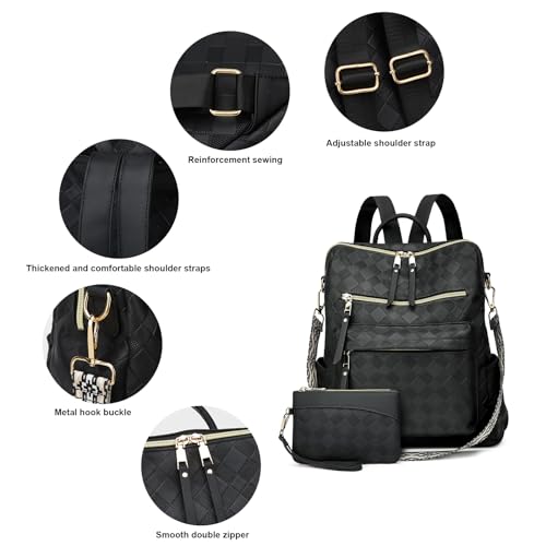 Makes Backpack Purse for Women PU Leather Travel Satchel Handbag Convertible Design Bag with Purse 2 Piece - Image 3