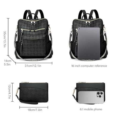 Makes Backpack Purse for Women PU Leather Travel Satchel Handbag Convertible Design Bag with Purse 2 Piece - Image 5