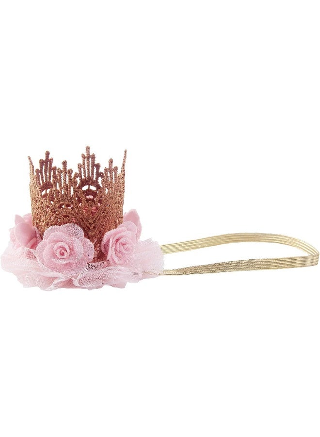 Nishine Nishine Lace Crown Headband for Baby Girls Birthday Party Photography Gift (Pink)  - Image 1