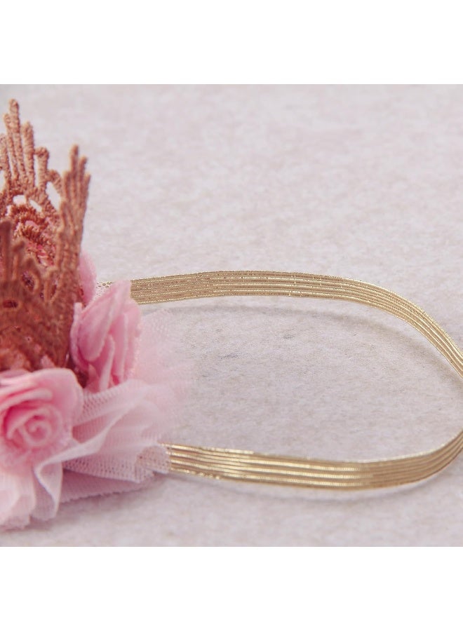 Nishine Nishine Lace Crown Headband for Baby Girls Birthday Party Photography Gift (Pink)  - Image 5
