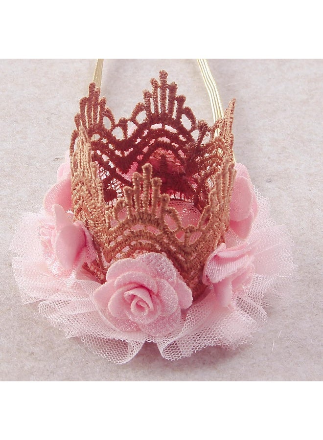 Nishine Nishine Lace Crown Headband for Baby Girls Birthday Party Photography Gift (Pink)  - Image 3