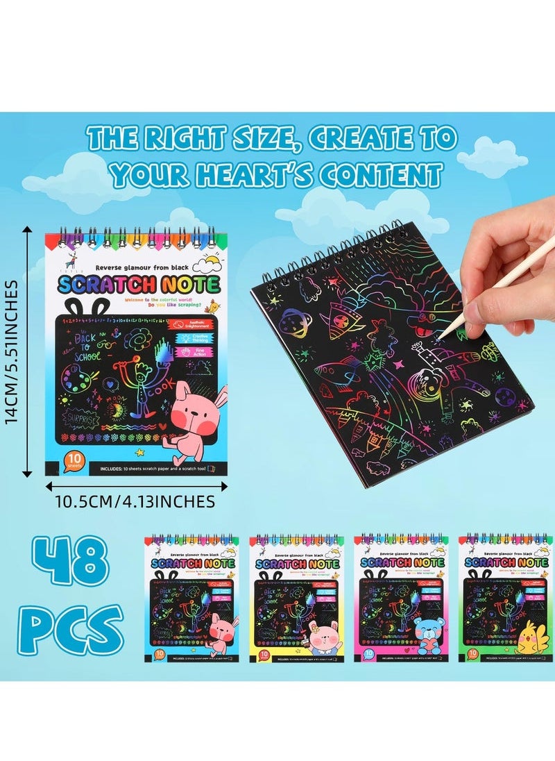 Captaintech Pack Rainbow Scratch Paper Art Notebooks for Kids, Scratch Note Pads,  Scratch Off Notebooks Rainbow Color Scratch Art Crafts Drawing Paper, Kids Birthday Party Gift  - Image 2