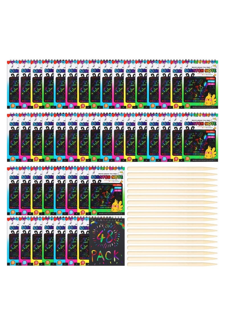 Captaintech Pack Rainbow Scratch Paper Art Notebooks for Kids, Scratch Note Pads,  Scratch Off Notebooks Rainbow Color Scratch Art Crafts Drawing Paper, Kids Birthday Party Gift  - Image 1