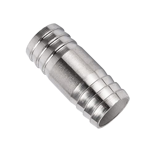 Pysrych Stainless Steel 304 Hose Barb Fitting Union 1-1/4" Barbed x 1-1/4" Barbed Splicer Mender Coupler with Hose Clamp (Pack of 2) - Image 2