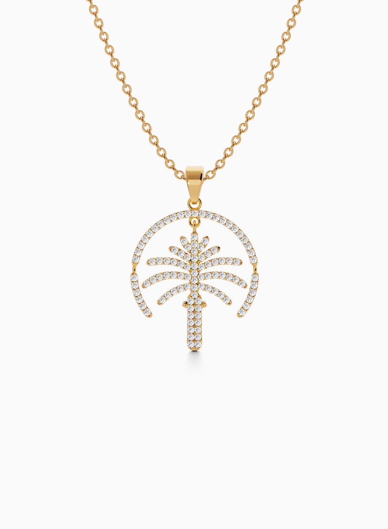 Varudai Jewellery 18k Gold Elegant Palm Jumeirah Diamond Pendant  - Image 1