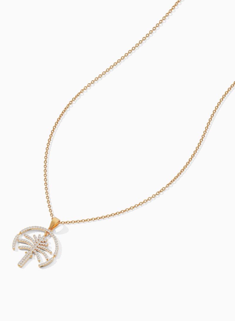 Varudai Jewellery 18k Gold Elegant Palm Jumeirah Diamond Pendant  - Image 3