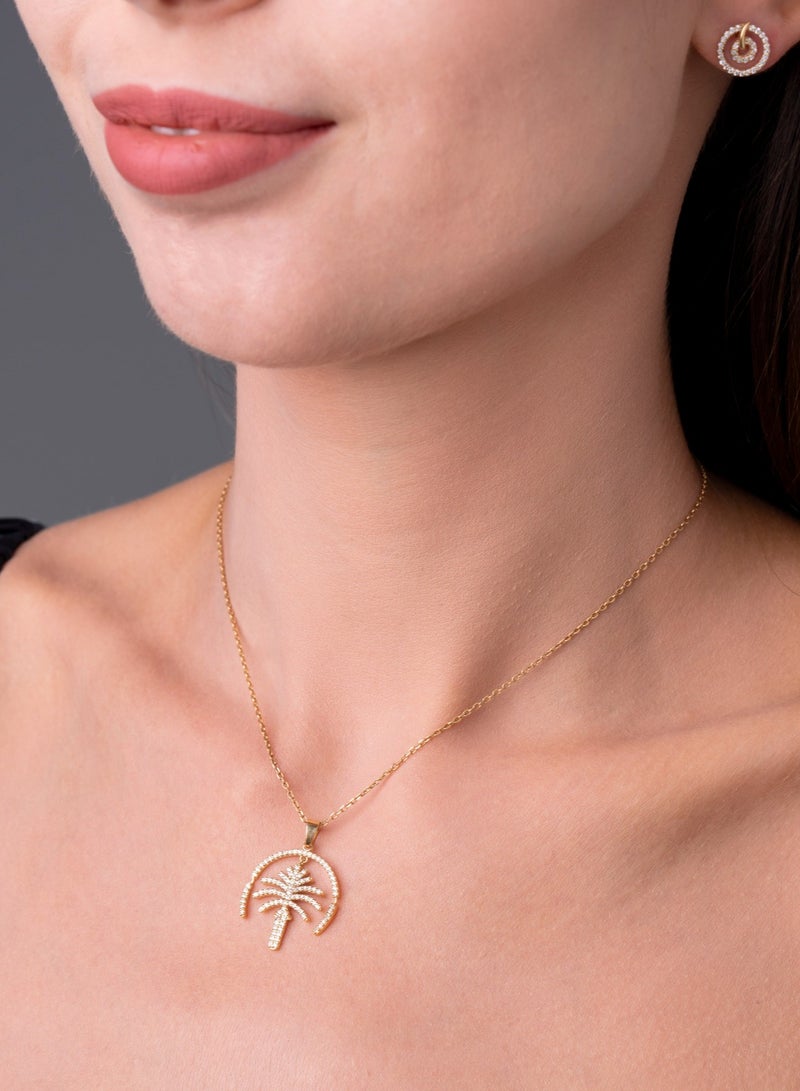Varudai Jewellery 18k Gold Elegant Palm Jumeirah Diamond Pendant  - Image 2