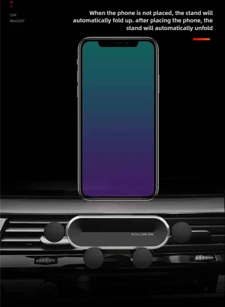 Car phone holder, retractable, universal for car air vent, compatible with iPhone, silver, stable mount, one-hand operation - Image 2