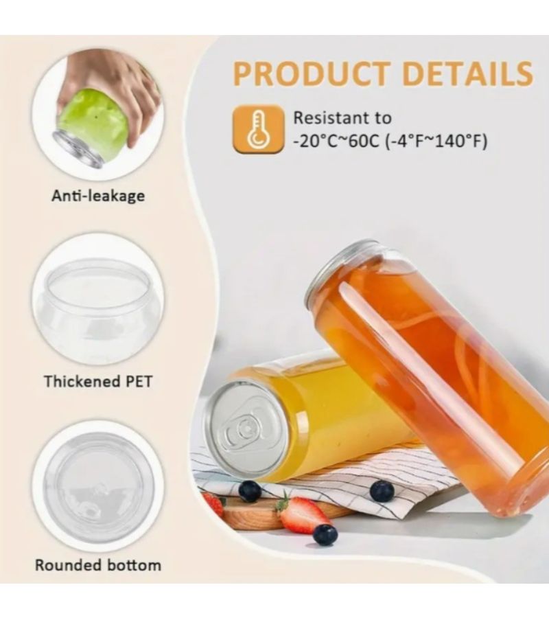 17PCS 16.91Oz Reusable Plastic Drink Can For Cold Beverages Portable Sealed Ideal For Sports Travel 500ml - Image 4