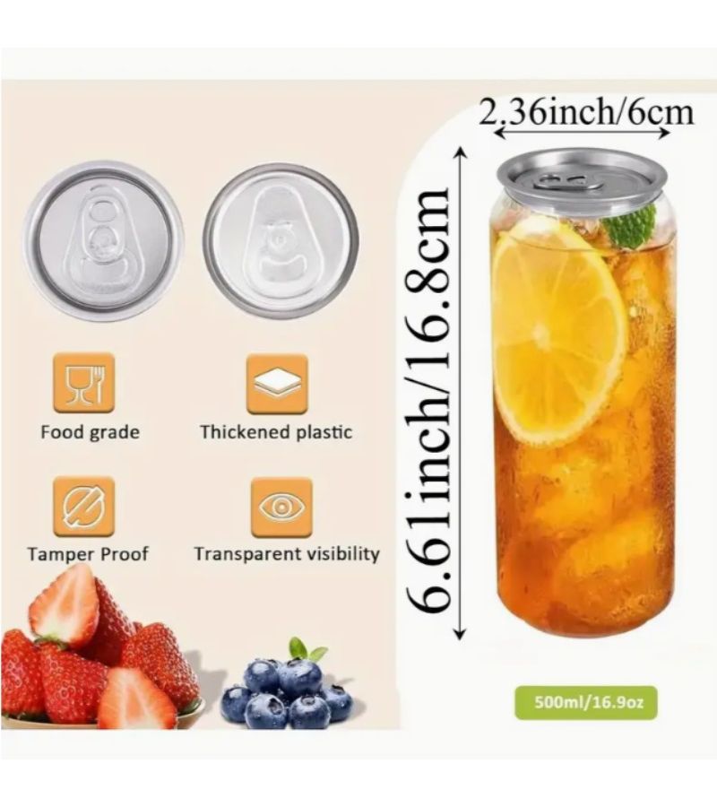 17PCS 16.91Oz Reusable Plastic Drink Can For Cold Beverages Portable Sealed Ideal For Sports Travel 500ml - Image 2