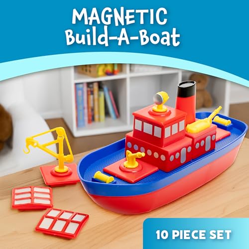 Popular Playthings مجموعة ألعاب قارب المغناطيسي لبناء القوارب في البحار العالية، 10 قطع - Image 2