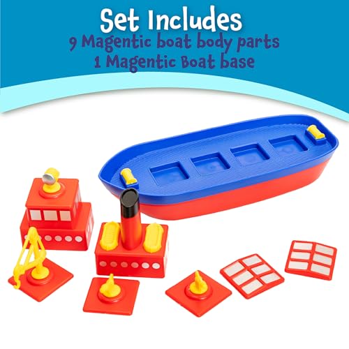 Popular Playthings مجموعة ألعاب قارب المغناطيسي لبناء القوارب في البحار العالية، 10 قطع - Image 5