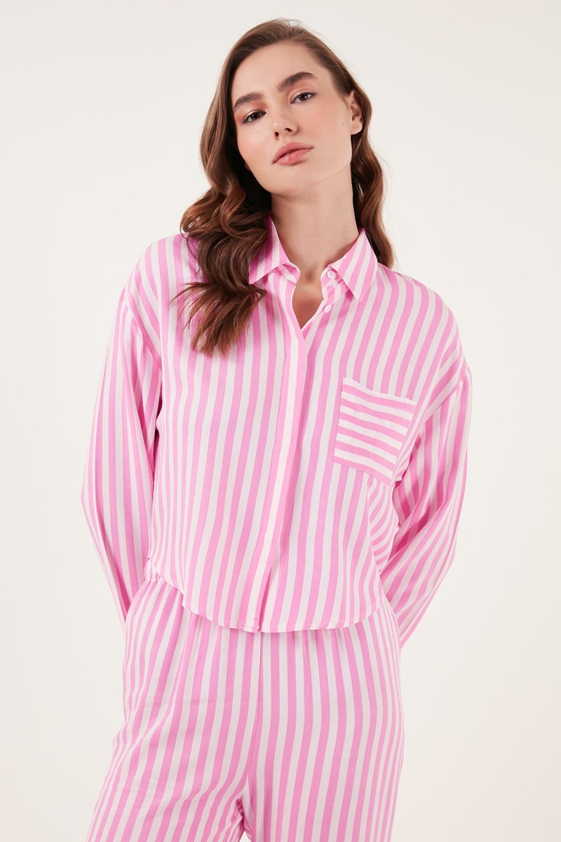 Lela Striped Comfortable Cut Wide Leg Pajama Set Women's Pajama Set 6110014  - Image 3