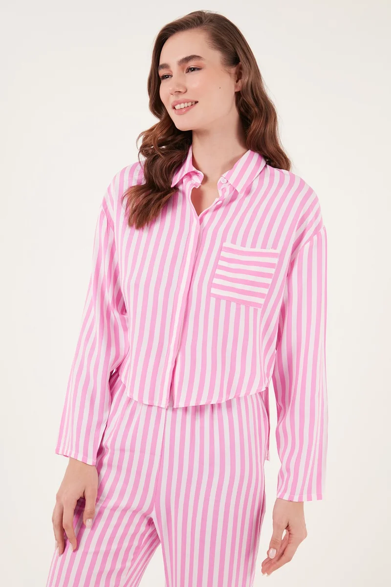Lela Striped Comfortable Cut Wide Leg Pajama Set Women's Pajama Set 6110014